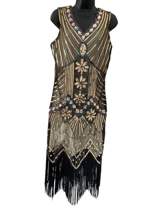 Rorox flapper dress NEW Med 38ch 32w 38/40 hip longest 46' long - Picture 1 of 16